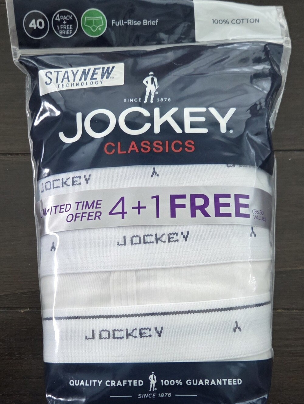 Jockey Classics White Boxer Briefs 4+1 Pack